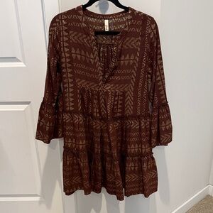Elan Chocolate Tribal Print Tunic